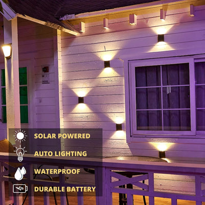 10LED Solar Wall Lamp Outdoor Waterproof Up And Down Solar Lights Luminous Lighting Garden Decoration Stair Fence Sunlight Light