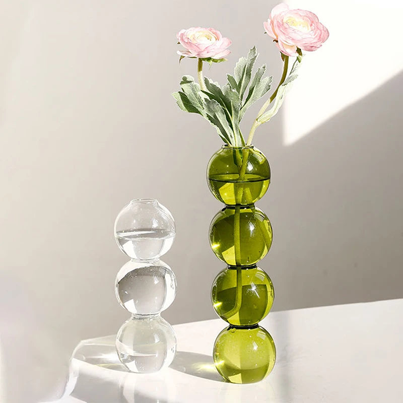 New Nordic Glass Bubble Vase INS Flower Arrangement Modern Creative Spherical Flower Vases Home Decoration Birthday Gift Pots