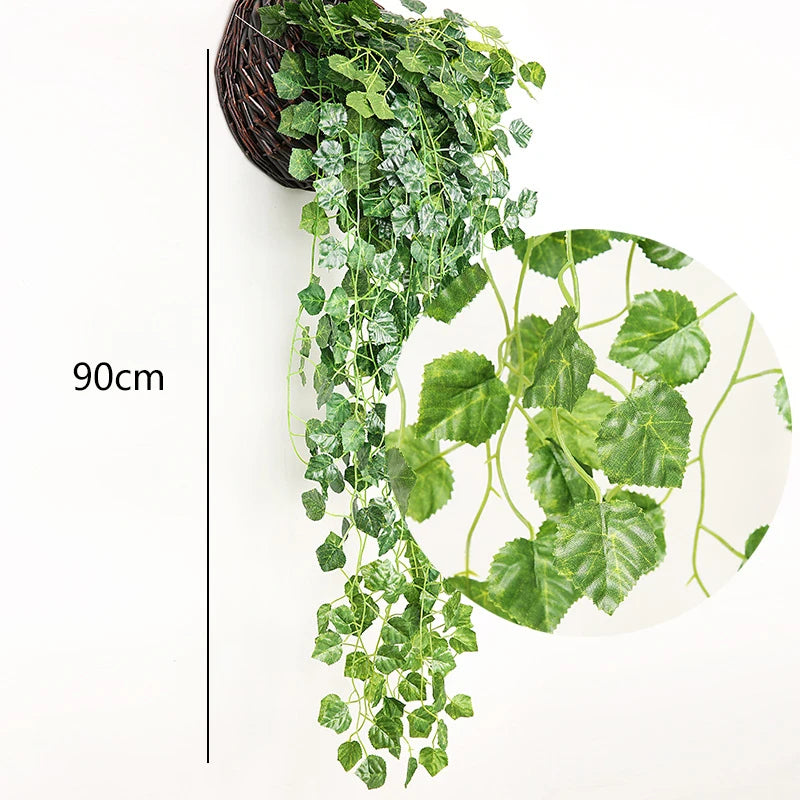 2PCS 80cm Artificial Hanging Plants Fake Hanging Plant Faux Eucalyptus Leaf Greenery Vine Outdoor UV Resistant Plastic Plants