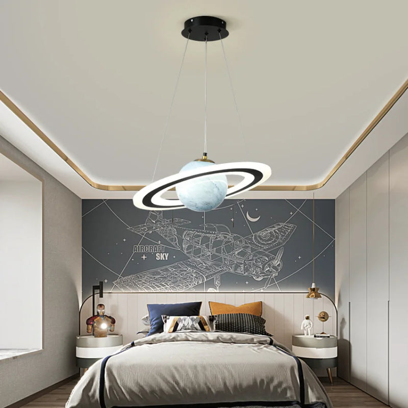 Saturn Pendant Lights for Children Bedroom Modern Led Hanging Lamp Planet Decoration Kids Lighting Ceiling Chandeliers Modern