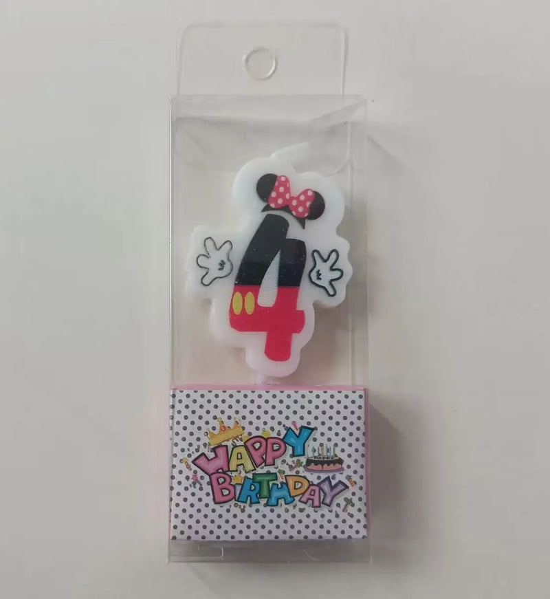 Hot Happy Birthday Number 0-9 Candles Cartoon Mickey Minnie Mouse Candle Cake Cupcake Topper Party Decoration Supplies DIY Gifts