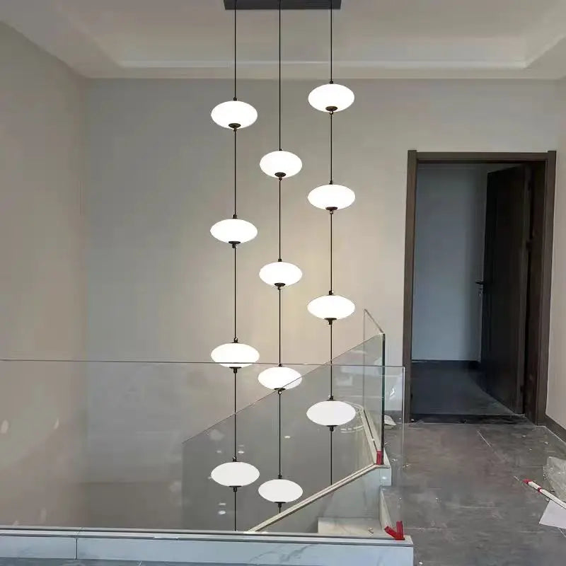 Nordic Oval Ball Led pendant lamp Long strip white staircase lamp living room designer Villa building Cluster Suspension lamp