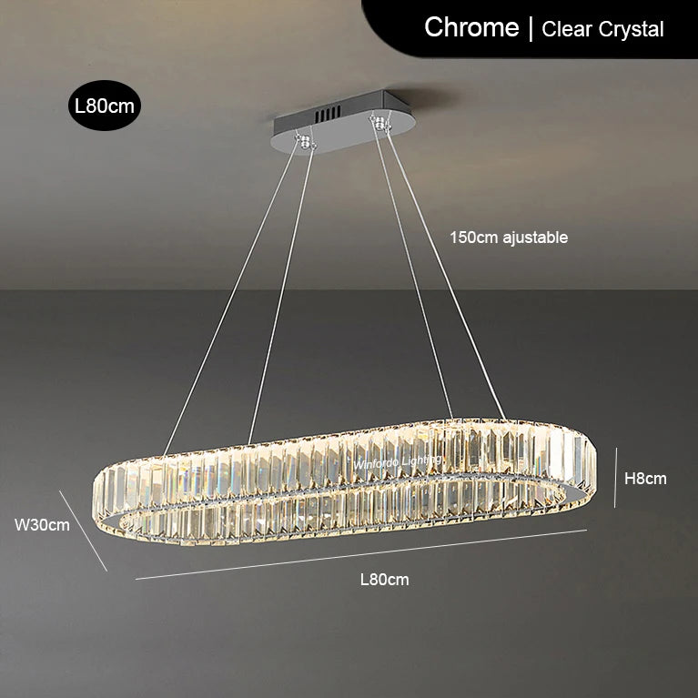 2024 Luxury Crystal Pendant Light Oval Crystal Chandelier Lamp For Home Decor Living Room Bar Chandelier