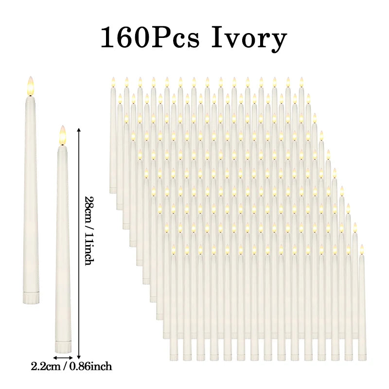 160-12Pcs LED Taper Candle with Flickering Flame Flameless Battery Operated Candles for Wedding Valentine Dinner Decoration