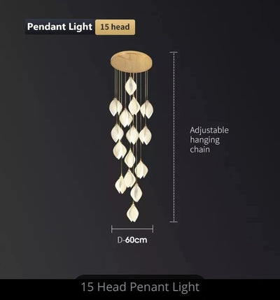 Villa Ceramic Petal Hanging Led Chandelier For Hotel Lobby Loft Staircases Restaurant Living Room Bedroom Bedside Pendant Lamp