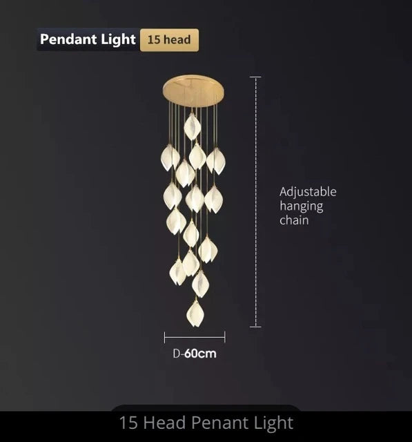 Villa Ceramic Petal Hanging Led Chandelier For Hotel Lobby Loft Staircases Restaurant Living Room Bedroom Bedside Pendant Lamp