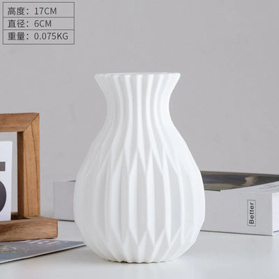 Modern Flower Vase White Plastic Vase Flower Pot Basket Nordic Home Living Room Decoration Ornament Wedding Flower Arrangement