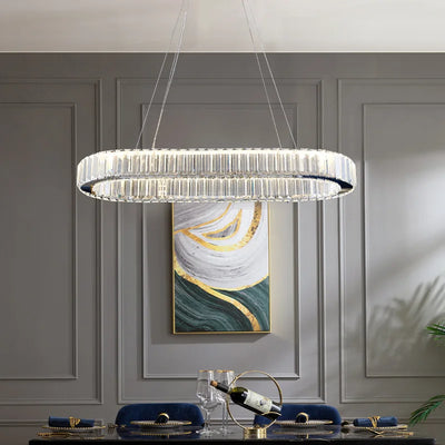 2024 Luxury Crystal Pendant Light Oval Crystal Chandelier Lamp For Home Decor Living Room Bar Chandelier