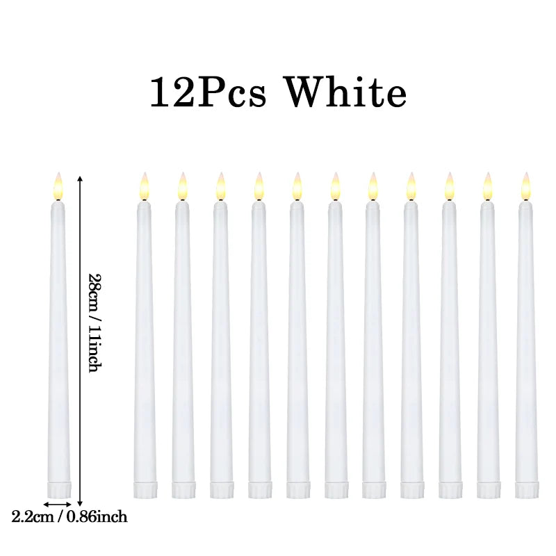 160-12Pcs LED Taper Candle with Flickering Flame Flameless Battery Operated Candles for Wedding Valentine Dinner Decoration