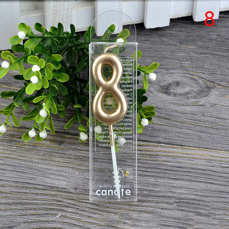 1Pcs Gold Happy Birthday Number Cake Candles 0 1 2 3 4 5 6 7 8 9 Cake Topper Kids Girls Boys Bar Baby Party Supplies Decoration