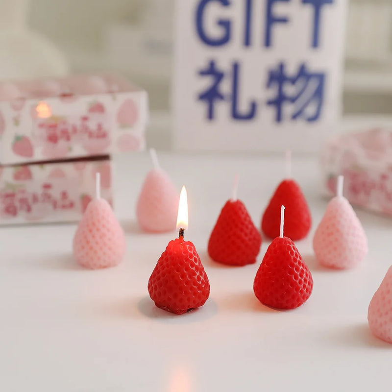 Strawberry Aromatherapy Candle with Hand Gift Gift Box Gift Birthday Gift Handmade Small Wax Candle Candles Home Decoration