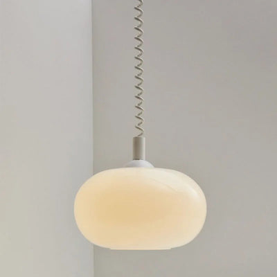 Macaron spring pendant lamp milky white glass light Bedroom Besides stretchable light Dining Room bar Restaurant  Hanging lamp