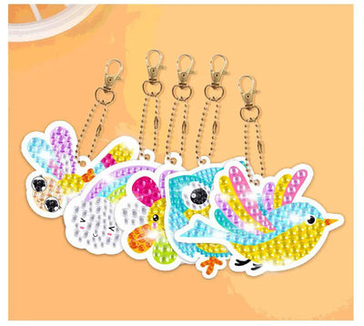 New 15 piece diamond painting handicraft set for children's handmade DIY mermaid animal keychain as a gift for children's