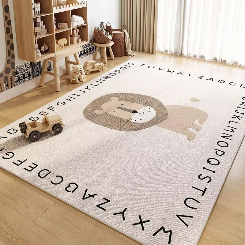 VIKAMA Cartoon Bear Crystal Fleece Carpet - Bedside Bathroom Bedroom Living Room Sofa Rug Anti-Slip Floor Mat Home Decor