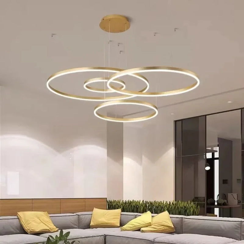 Modern  Gold Black Frame Rings Ceiling Chandelier for Living Room Dining Room Led Chandelier Hanging Lamp  Room Decor