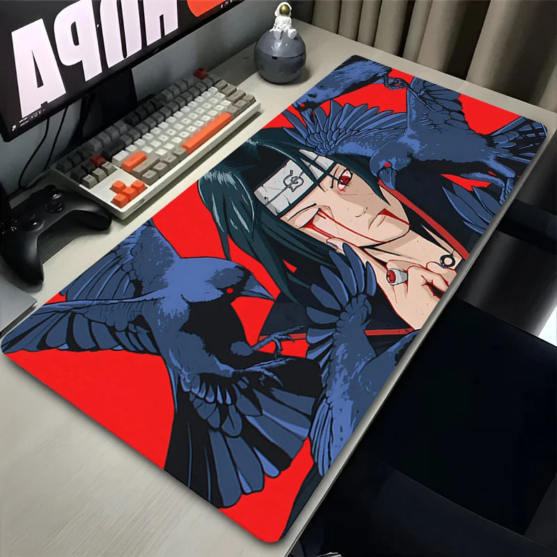 Japan Cool Anime Mouse Pad Laptop Red Moon Gaming Keyboard Rug XL N-narutoS Mousepad PC I-itachi Gamer U-uchiha Cabinet Desk Mat