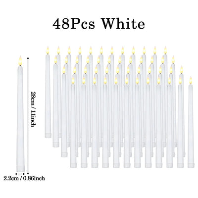 160-12Pcs LED Taper Candle with Flickering Flame Flameless Battery Operated Candles for Wedding Valentine Dinner Decoration