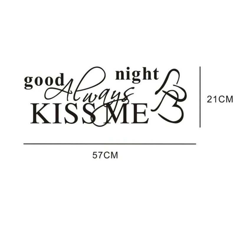 Modern Wall Sticker Always Kiss Me Goodnight Art Decor Wall Stickers Bedroom Removable Decals DIY Bedroom Quotes Decals