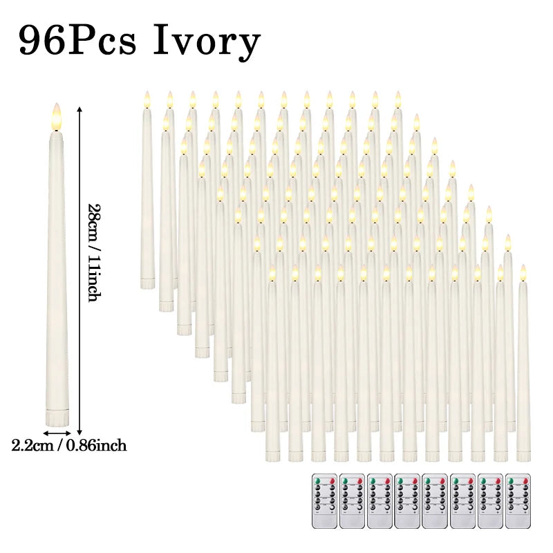 120-12Pcs Flameless Taper Candles Battery Operated LED Candle Flickering Candles Faux Candle Halloween Christmas Wedding Decor