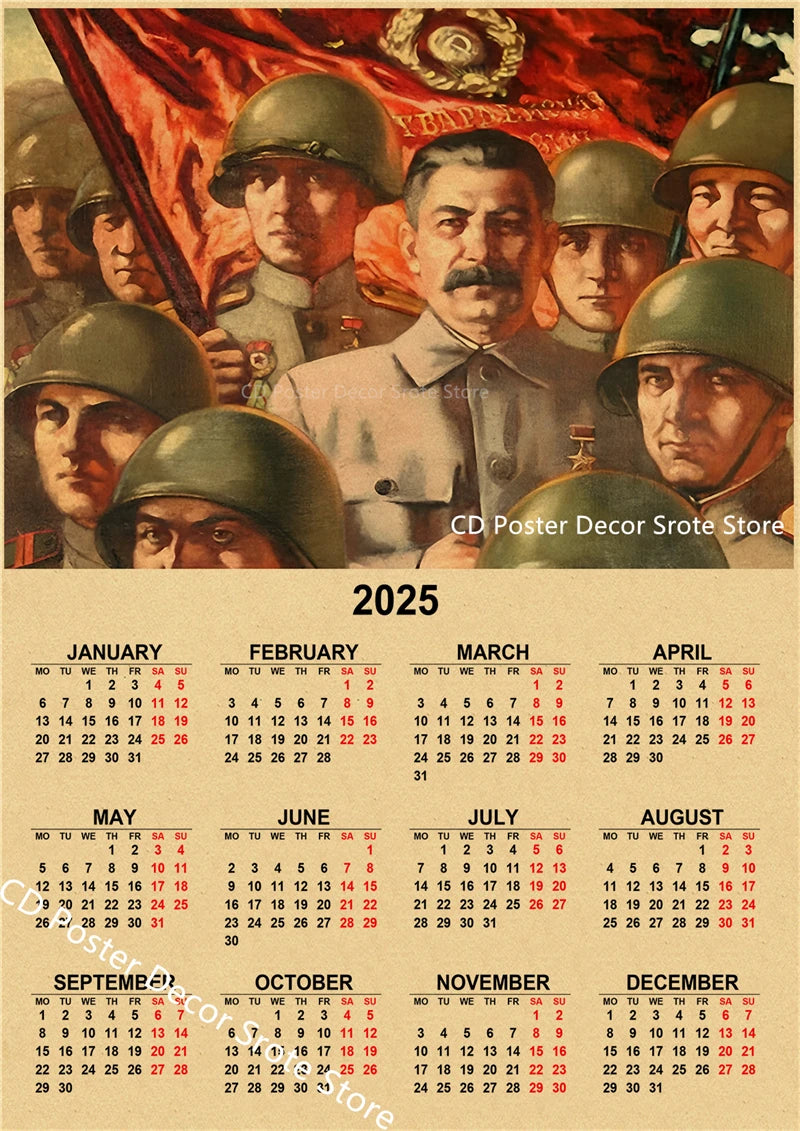 USSR CCCP 2025 Calendar Poster Celebrity Aesthetic Prints Posters Wall Art Retro Painting Home Room Cafe Club Dorm Wall Decor