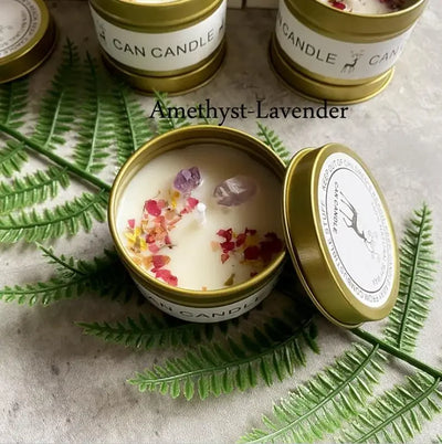 Scented Long Lasting Soy Candles Crystal Stone Dried Flower Fragrance Smokeless   for Home Decorstion  Jar