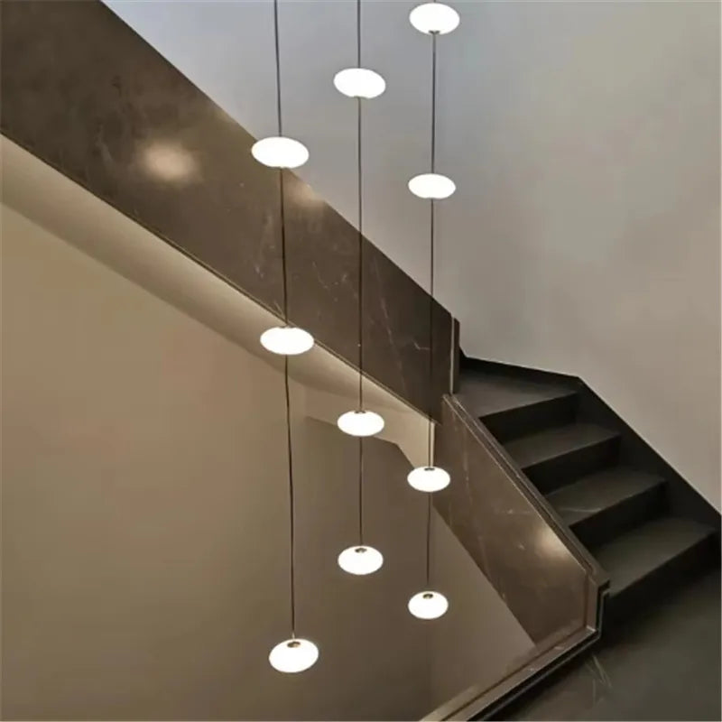 Nordic Oval Ball Led pendant lamp Long strip white staircase lamp living room designer Villa building Cluster Suspension lamp