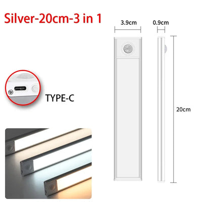 10-60cm LED Ultra Thin Lights Motion Sensor night light Wireless Under Cabinet Lights For Kitchen Closet Cabinet Lighting