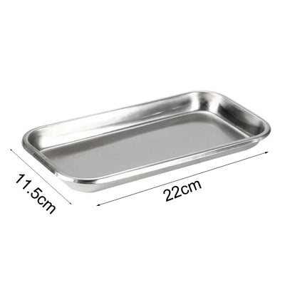 Stainless Steel Cosmetic Storage Tray Nail Art Equipment Plate Doctor Surgical Dental Tray False Nails Dish Tools Storage Tray