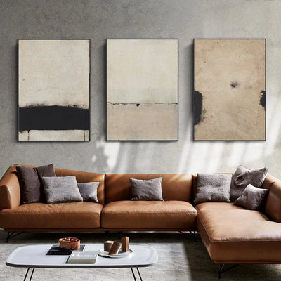 Large Wall Art paintings Beige Black Abstract Oil Painting Textured Paintings Modern Minimalist Art Bedroom Living Room Decor