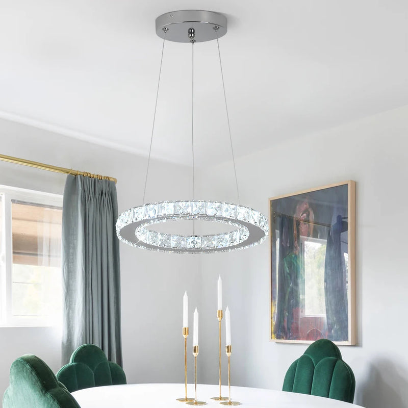 Modern Pendant Lighting Rings Led Crystal Chandelier Hanging Lustre Lamparas Ceiling Lamp Fixtures Luminaire for Living Room