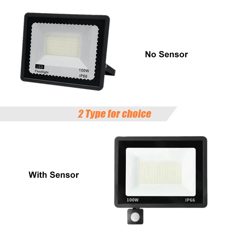 LED FloodLight PIR Motion Sensor Outdoor Led Spotlight 10W 20W 30W 50W 100W IP66 Waterproof Outdoor Garden Lighting Street Light