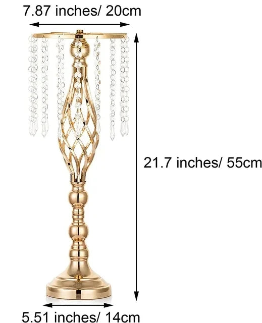 10 Pcs Gold Vase for Wedding Centerpieces Table Decorations with Chandelier Crystals, Flower Vase, Wedding Metal Flower Stand