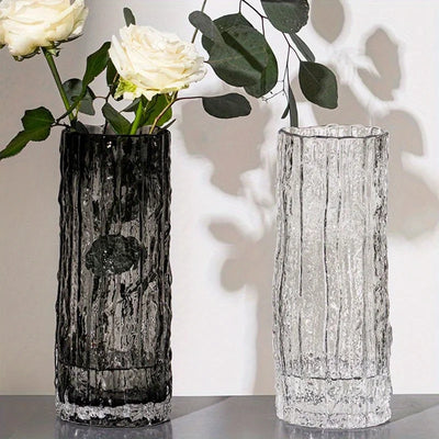 1pc 25cm Vase Glacier Vase Glass Transparent Flower Arrangement Flower Living Room Dining appearance Table Decoration Bottle