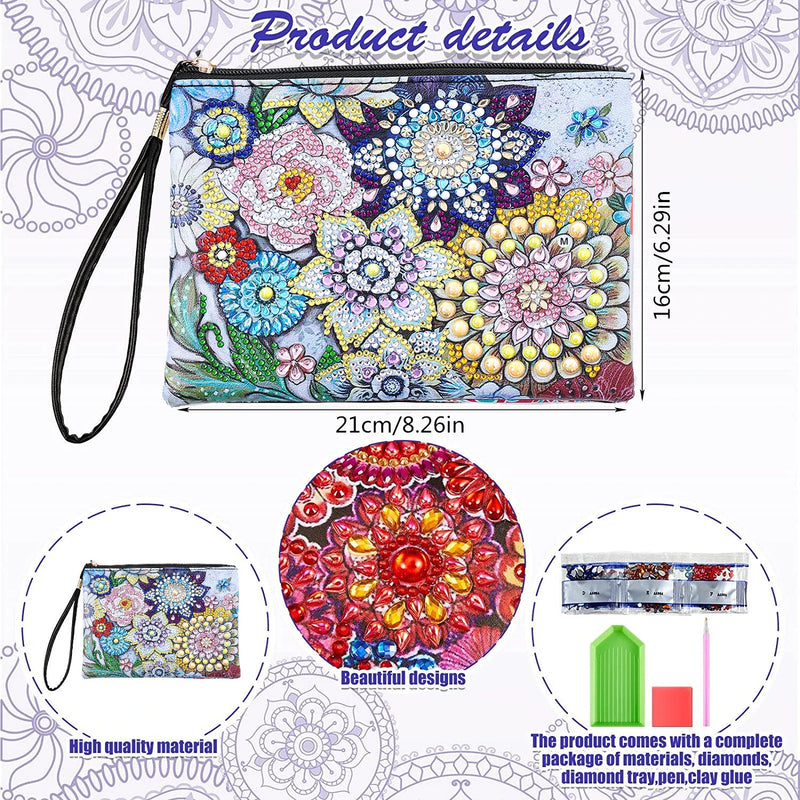 1pc/Set DIY Purses Diamond Painting Mandala Kits for Adults PU Leather Handbags Cactus Diamond Art Purses for Women